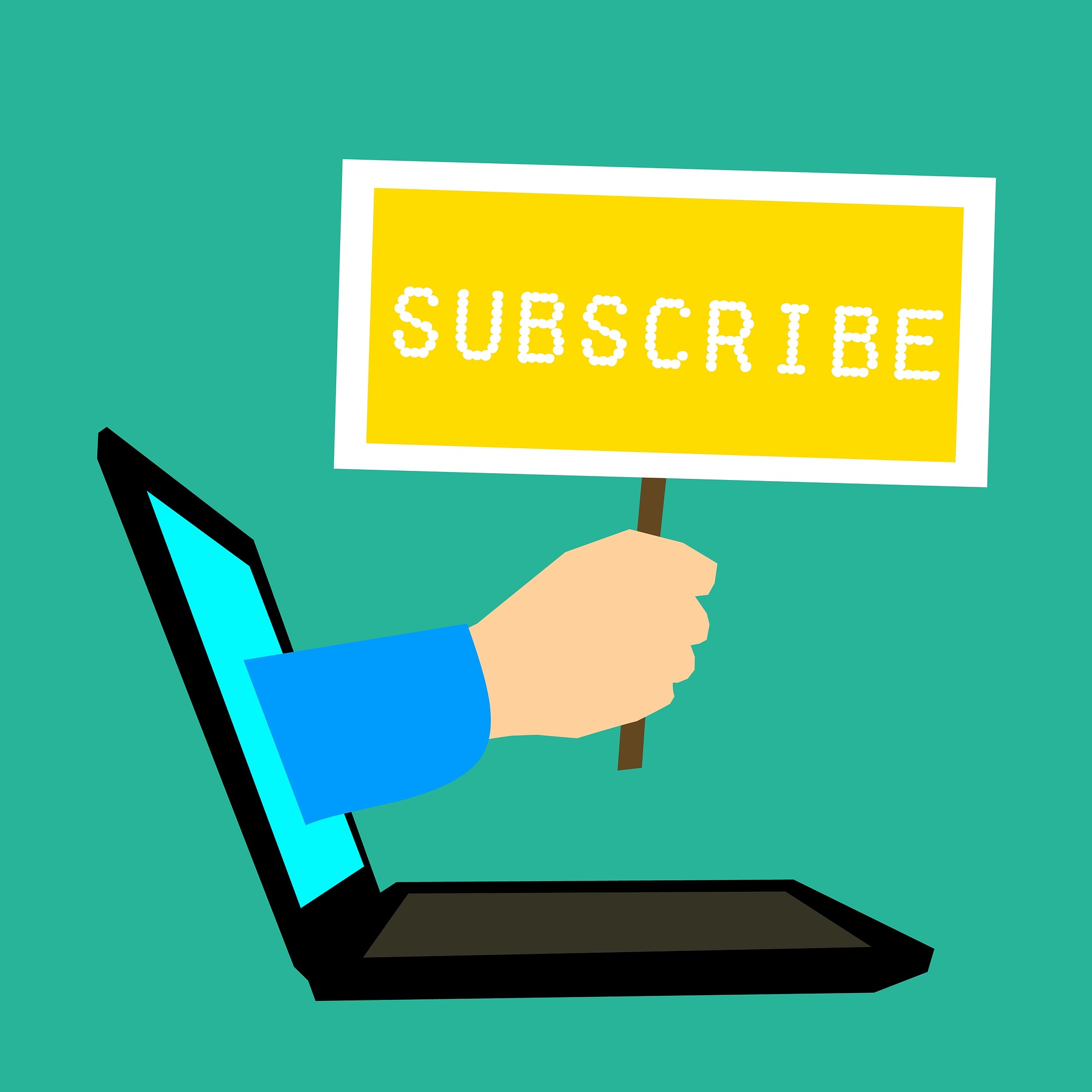 illustration hand holding subscribe sign